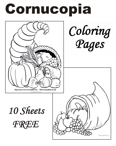 Cornucopia coloring pages, sheets and pictures!