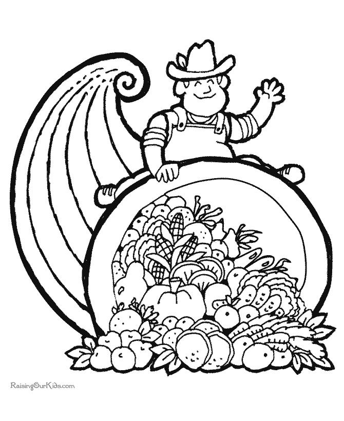 Thanksgiving cornucopia coloring page