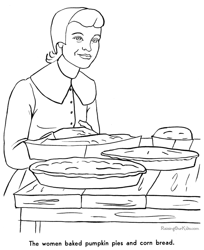 Printable story of the first Thanksgiving coloring pages