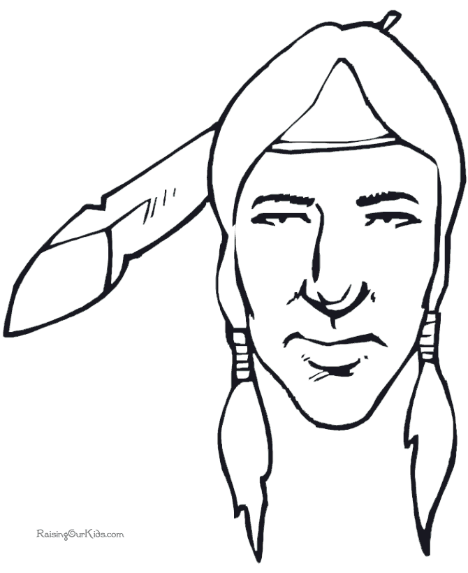 Thanksgiving Indian coloring book pages to print