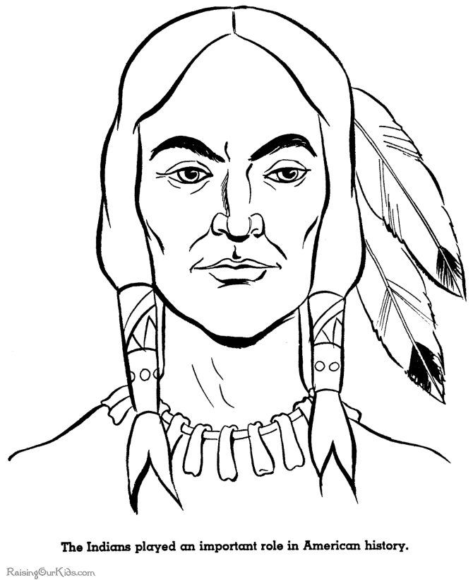 Thanksgiving Indian brave coloring pictures