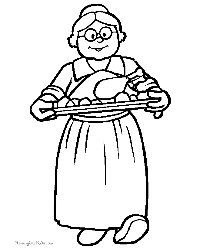 Printable Thanksgiving dinner coloring page