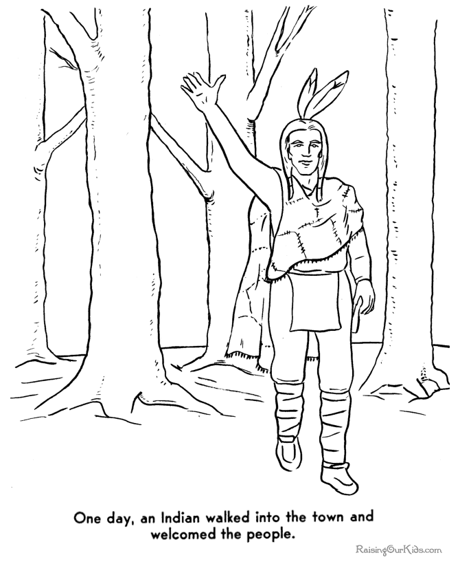 Download Pilgrim and Indians coloring pages 016