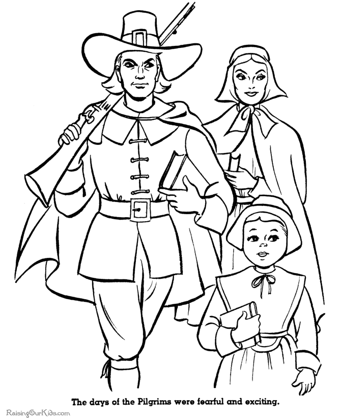 Thanksgiving Pilgrims coloring pictures to print