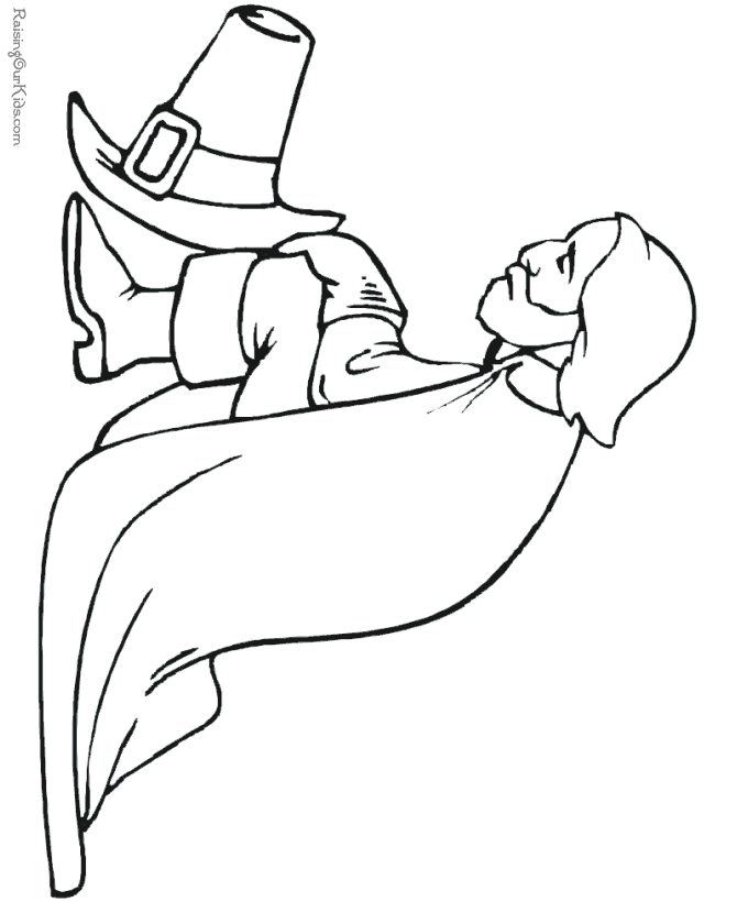 Thanksgiving pilgrims coloring picture