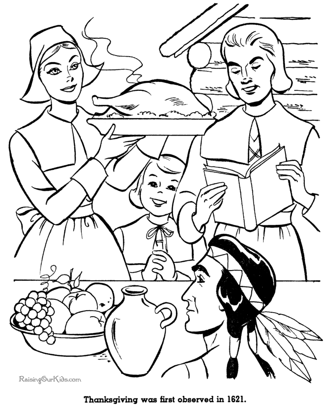 First Thanksgiving printable coloring sheets